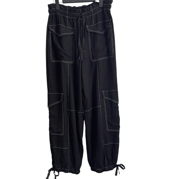 Forever 21 Women Jogger Pants Sz L Linen Blend Streetwear Baggy Skater Oversized - Picture 1 of 10